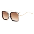 Gafas de sol cuadradas vintage con montura de carey y patillas de metal dorado - Marco Demi Lentes de Té Degradadas