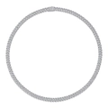 Silver moissanite Cuban link chain necklace with high polish finish and pavé stones - 50cm Long 8mm Wide/No Cert
