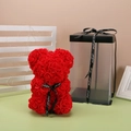 Red artificial rose bear with 'Just for you' ribbon in a clear gift box display - 23CM Bear+Gift Box+Light / Red