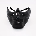 Demi-masque crâne noir mat avec détails réalistes des dents et sangle élastique noire - Noir