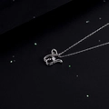 S925 silver necklace with dancing letter pendant and sparkling zircon on black background - Style W Alphabet (NS869)