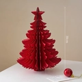 30cm red honeycomb paper Christmas tree centerpiece with a gold star topper - Fiery Red Star Tree