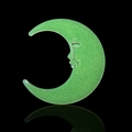 Green luminous crescent moon wall sticker with face profile detail on dark background - Moon/1 Piece Pack / 8cm/Glow / Green