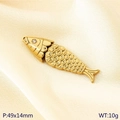 Ciondolo a pesce dorato in acciaio inossidabile con squame dettagliate, 49x14mm - Stile pesce d'oro (KLJ10481-ZLA)