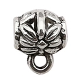 Silberner Anhänger-Verbinder mit Blumenrelief und Aufhängung für DIY-Schmuckherstellung - 13887-Silber Blumenperle / 9x10mm(Loch 4mm)