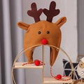 Brown reindeer Christmas hat with antlers and red nose on gold display stand - Long Tassel Reindeer (Kids)
