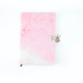 Rosa und weiß gebundener Plüsch A5 Notizbuch mit silbernem Schloss und Schlüsseln - 160 Seiten/Packung / Pastellrosa (Jeder ist ein Unikat)