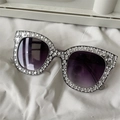 Chic silver star embellished sunglasses with purple gradient lenses for sports - Star Style Gray
