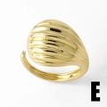 Detail of gold-plated adjustable ring featuring a unique ribbed texture and glossy finish - Horizontal Ribbed 3D Style (E)