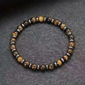 6mm magnetic tiger eye beaded bracelet with colorful natural stones and metallic spacers - Tiger's Eye