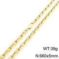 Golden bamboo link chain necklace with lobster clasp, size 660x5mm and 39g weight - Gold Anchor Chain (KN295414-KFC) / Gold