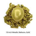 10-inch shiny metallic gold latex balloon shown inflated and uninflated for party decor - Metallic Gold