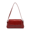 Borsa a spalla in pelle rossa con motivo a coccodrillo per donna a forma rettangolare - Rosso