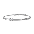 Silbernes S925 Mobius Armband mit Zirkonia-Steinen und quadratischen Opal-Elementen - Geometrischer Quadratstil (DY150329) / Weißgold Mit Weißem Zirkonia