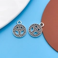 Tibetan silver peace sign charms for DIY jewelry making in a classic silver finish - 1pc Antique Silver Round Peace Sign 13x17mm