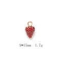 Detail of red strawberry enamel charm for jewelry with 9x15mm size specifications - Strawberry Style (1#)