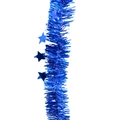 Blue tinsel garland with stars for Christmas and wedding party decorations - Blue Star Tinsel Garland / Blue