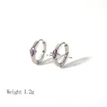 Silver stainless steel huggie earrings with marquise purple zircon in a 12mm minimalist design - Silver / Purple Zirconia (YYE023322P-PU)