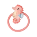 Pink elastic hair tie featuring a sparkling resin seahorse with fine glitter finish - MT3123 Little Seahorse