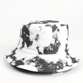 Close-up of black and white tie-dye bucket hat with detailed stitching and canvas texture - M (56-58cm) / Tie-dye Black & White