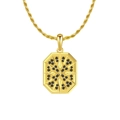 Men's S925 silver twist chain necklace with golden octagonal compass pendant and black stones - NMN04-Octagonal Compass Gold Necklace