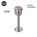 Labret en titane G23 avec une opale en forme de poire aux reflets violets et verts - Opale OP38