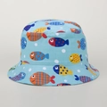 Light blue baby bucket hat with colorful cartoon fish patterns for sun protection - 1-6 Years / Blue Fish No.4