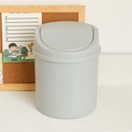 Cute gray mini desktop trash can with press-top lid for office and home storage - Grey / Single Item