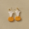 Cute Halloween ghost and pumpkin earrings in white and orange acrylic for women - Ghost Pumpkin Drop Earrings