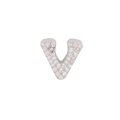 Micro-paved zircon letter V pendant in silver metal finish for DIY jewelry designs - Letter V Pendant