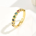 Verstellbarer 18K vergoldeter Regenbogen-Zirkon Sternring mit bunten Steinen auf weißem Stein - Einstellbar Offen / Gold Regenbogen