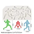 American football player silicone mold for chocolate and fondant cake decoration - Rugby Player / Gray