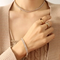 Elegant gold plated tennis necklace and bracelet set with rectangular cubic zirconia - White Zircon Necklace