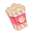 Broche en émail seau à popcorn à rayures roses avec bordures métalliques dorées - Style de Pop-Corn (XZ8753)