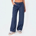 Dark blue loose-fit cargo jeans with large patch pockets and wide-leg silhouette - L / Dark Blue