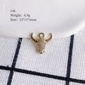 Close-up of golden ox head pendant with inlaid crystals and precise size measurements - 14# (Bull Head)