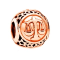 Rose gold Libra zodiac charm bead with hollow star pattern and polished metal finish - Libra / Rose Gold