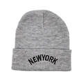 Dunkelgraue Strickmütze mit NEWYORK-Stickerei, lässige Beanie im Hip-Hop-Stil für Winter - Bestickt NEWYORK / M118 Grau