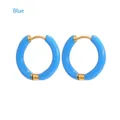 Orecchini a cerchio minimalisti 12mm in acciaio inox dorato con finitura smalto blu - Blu