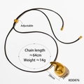 Adjustable black cord necklace with a polished gold teardrop pendant and mirror finish - Large Waterdrop Style (KDD876)