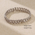 Silver-plated Cuban link bracelet with full zircon inlay and box clasp, 16cm length - Platinum Color Fine (16cm)