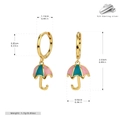 Dimensiones detalladas de los pendientes de paraguas en plata con esmalte de colores - Plata 925 / Dorado