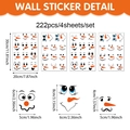 Christmas snowman face wall stickers set with 222 pieces for festive home DIY decoration - Snowman Expression Collection 222Pcs(CT24Y12513T_T) / 20*30cm (Set of 4)