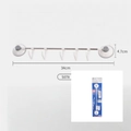 Suction cup wall rack with 5 sliding hooks and 34cm stainless steel rod for bathroom - 5078 Grey Button 5 L-Hooks