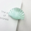 Mint green shell hair claw clip in faux marble acetate with striped texture - Jade Emerald Green