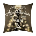 Brown Christmas pillowcase featuring a golden tree, white reindeer, and festive greeting - Style 6 / 18x18 Inch