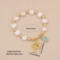Bracciale marino con ciondoli aragosta dorata e cavalluccio marino su perle di conchiglia - Stile Aragosta e Cavalluccio Marino (4#)
