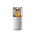 Mini volcano lava humidifier with warm orange LED ambient light and white matte finish - 129-Candlelight-White