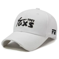 Casquette de baseball blanche vieillie avec broderie AXS 1983 et détails de bord usé - Réglable / Blanc