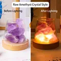 400g Stone + 10cm Warm Light USB Base Amethyst